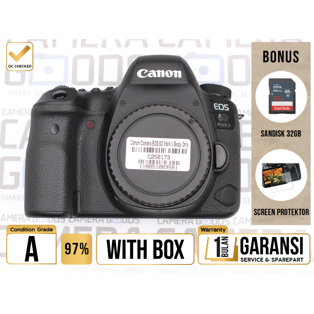 Kamera Canon EOS 6D II DSLR Full Frame Camera Body Only Second Bekas Grade A-6DII 6D Mk 2 - C250173