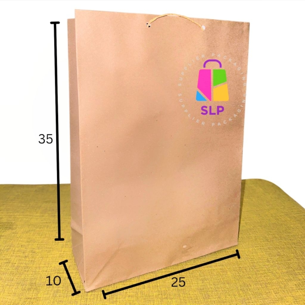 

paper bag coklat P25 L10 T35 tas kertas polos paperbag polos goodie bag souvenir tempat kado shopping bag