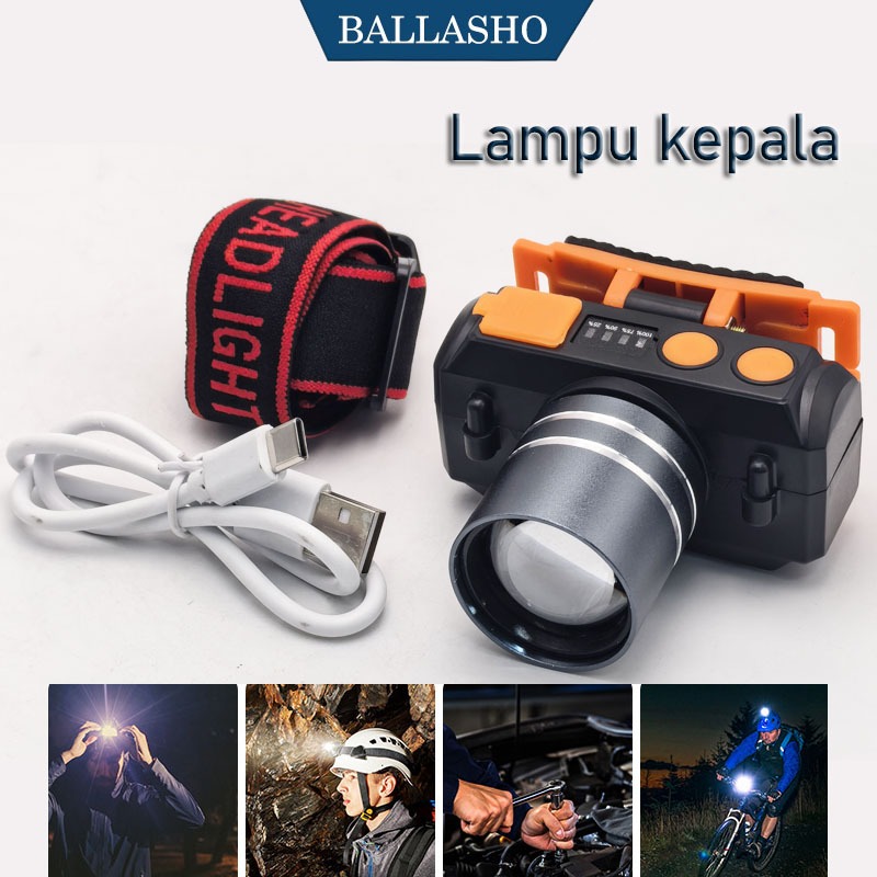 Senter Kepala Zoom SmartBright Stepless dimming TYPE-C Layar Persentase Baterai Outdoor Ideal-QYD+Q1