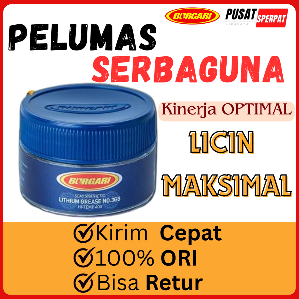 BURGARI - GREASE LITHIUM NO 3.GB 90 GRAM PERPCS GEMUK CVT ANTI PANAS MINYAK PELUMAS LINDUNGI MESIN TAHAN LAMA KUAT