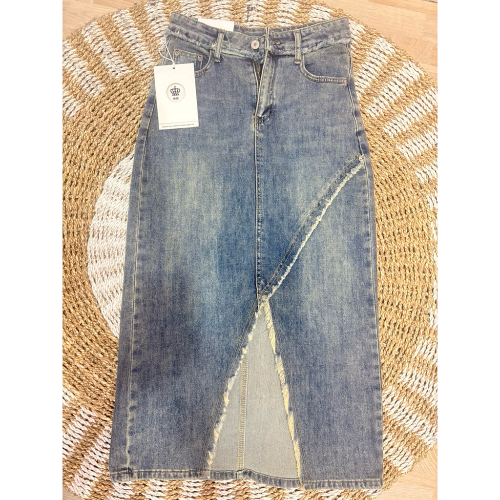 Rok Jeans Belah Asimetris premium BKK