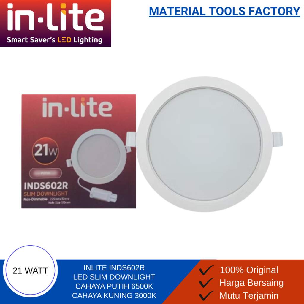 Lampu LED - Lampu Downlight Plafon - Downlight InLite Lampu LED Panel Plafon Slim Downlight 21W 21 W