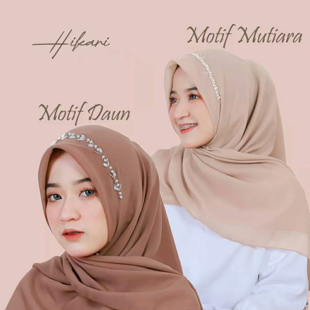 Hikari Hijab Bella Square Payet Daun dan Mutiara