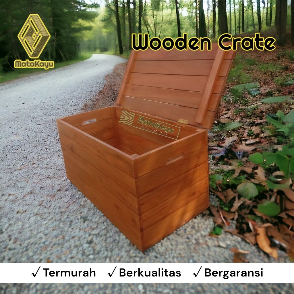 Wooden crate L-50 kotak peti kayu tutup storage box penyimpanan serbaguna