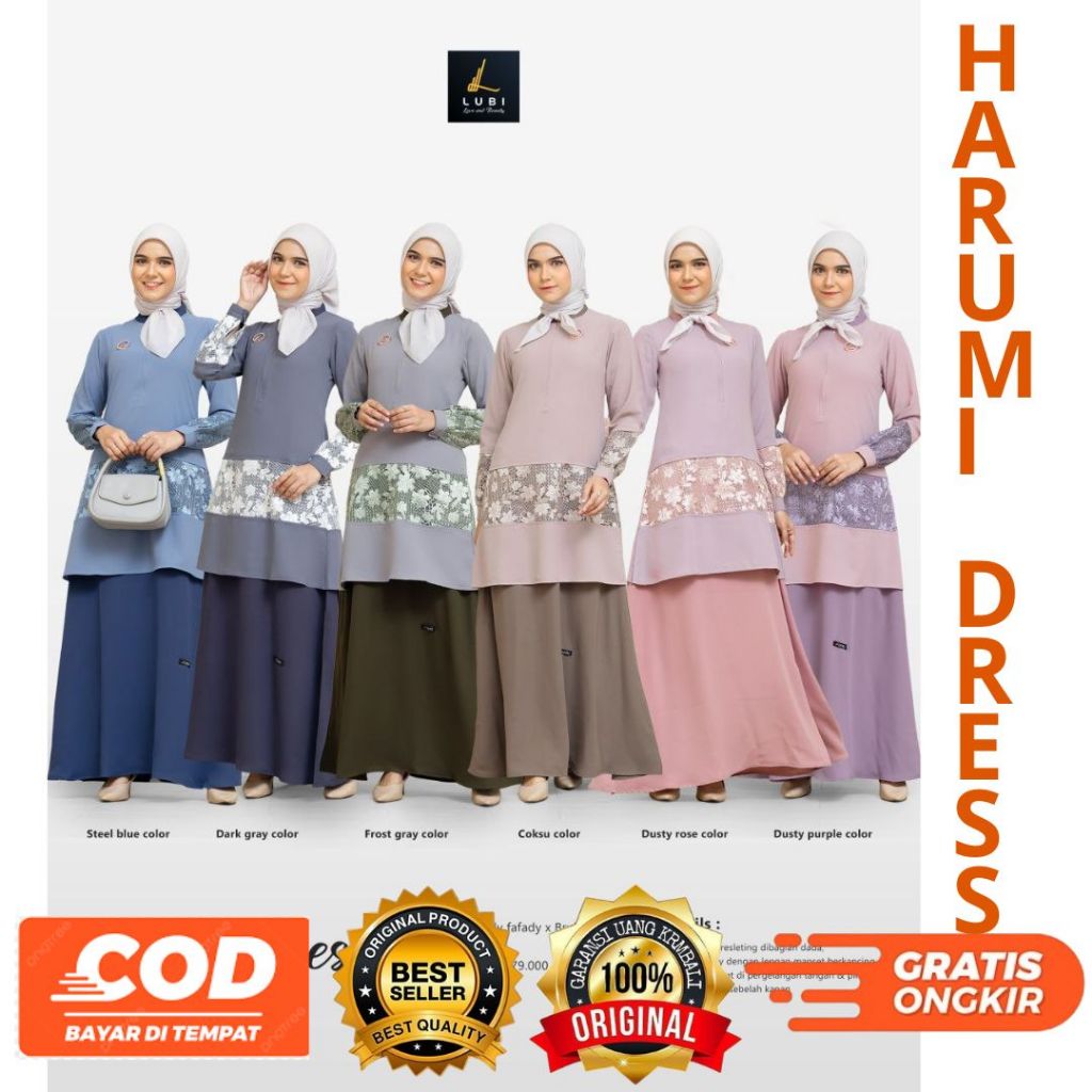 LUBI HARUMI BEST DRESS TERBARU BUSAMA MUSLIM GAMIS DEWASA GAMIS BEST SELLER BY LUBI FASHION