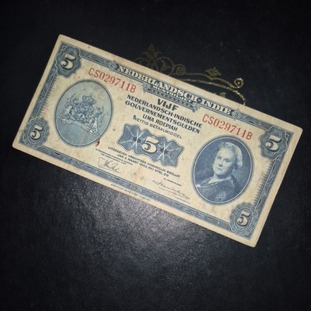 Uang Kuno Seri NICA Pecahan 5 Gulden (Rupiah) dengan Suffik