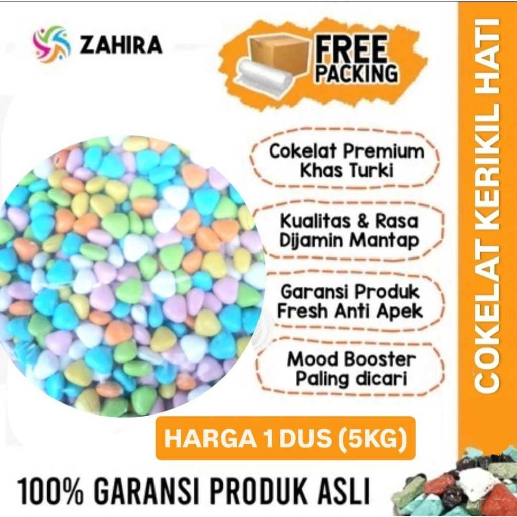 

COKELAT KERIKIL HATI DUS (5KG) Khas Arab Chocolate Coklat Mood Booster Oleh Haji Umroh