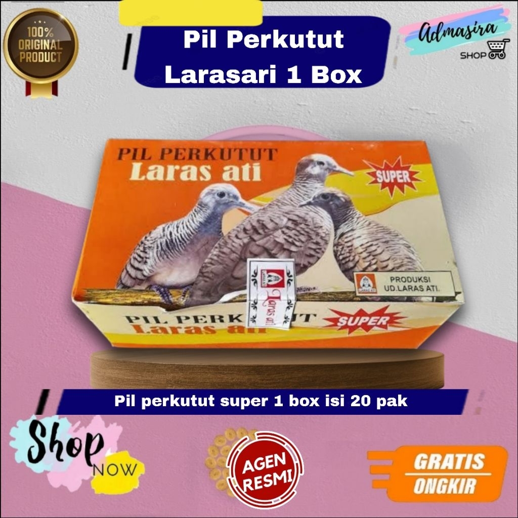 PIL Perkutut LARASATI 1 Kotak Box isi 20 Pak Jamu untuk Burung Perkutut Rajin Bungi Nyanyi Suara