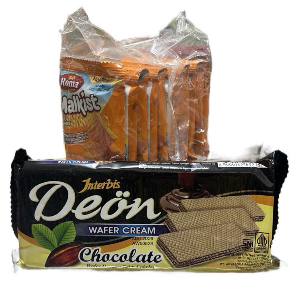 

(C2) Combo Hemat Roma Malkist Keju Renceng & Interbis Deon Chocolate 115gr