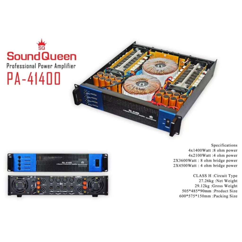 Power soundqueen pa 41400 class H power soundqueen 4chanel pa41400 SQ power soundqueen double trafo