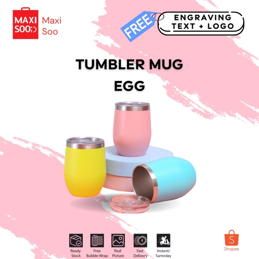 Mug Egg Stainless Stell Bisa Custom Grafir | Mug Telur Custom
