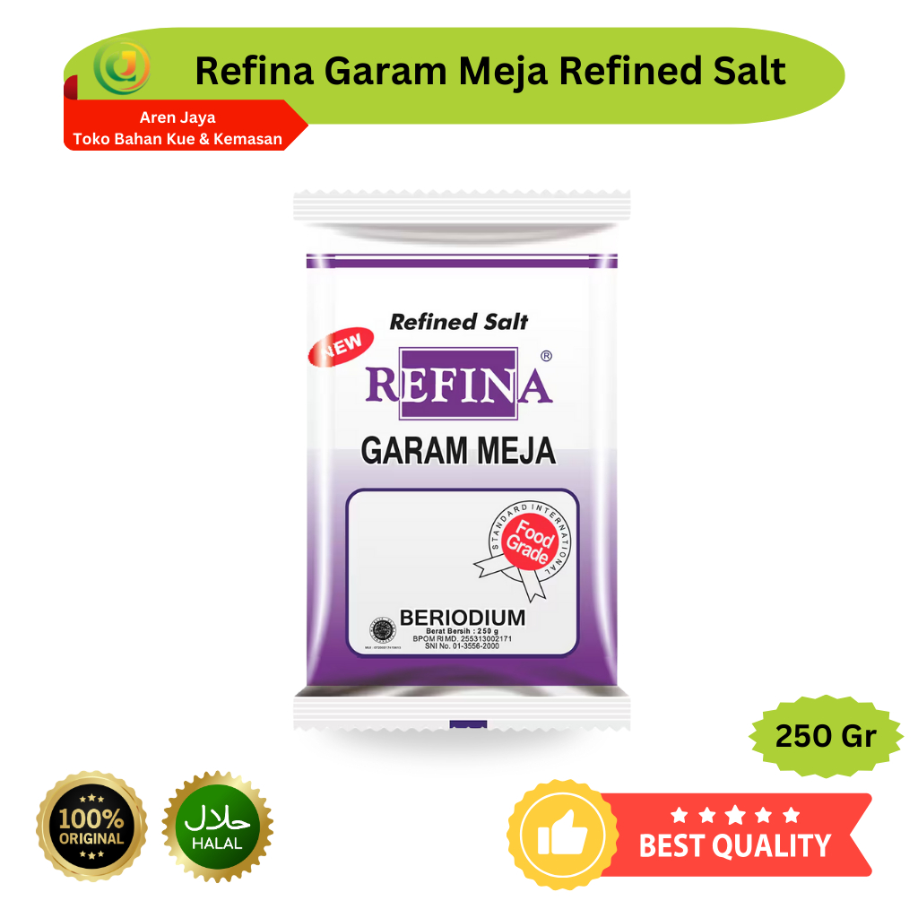 

Refina Garam Meja Beryodium Salt Garam Dapur Halus 250 Gram Original