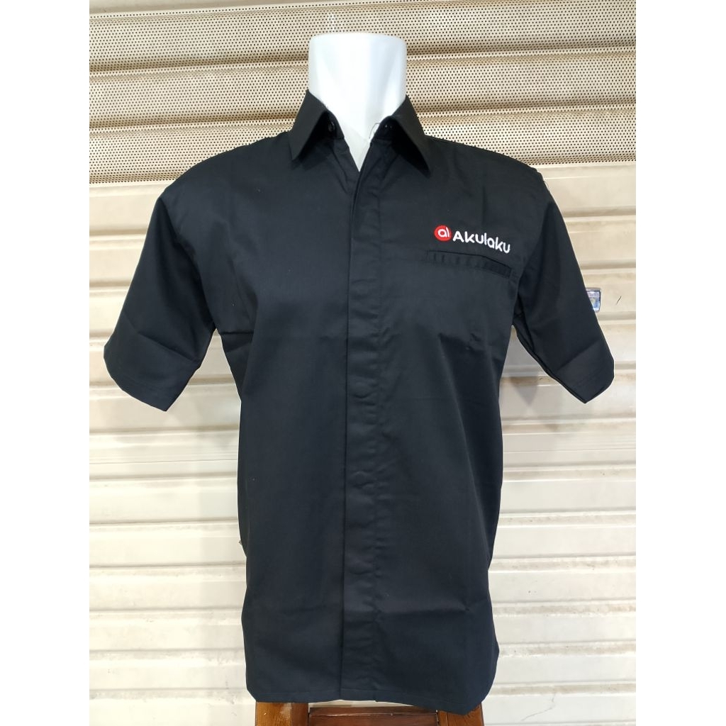 Kemeja Akulaku Seragam Akulaku Hitam Pendek