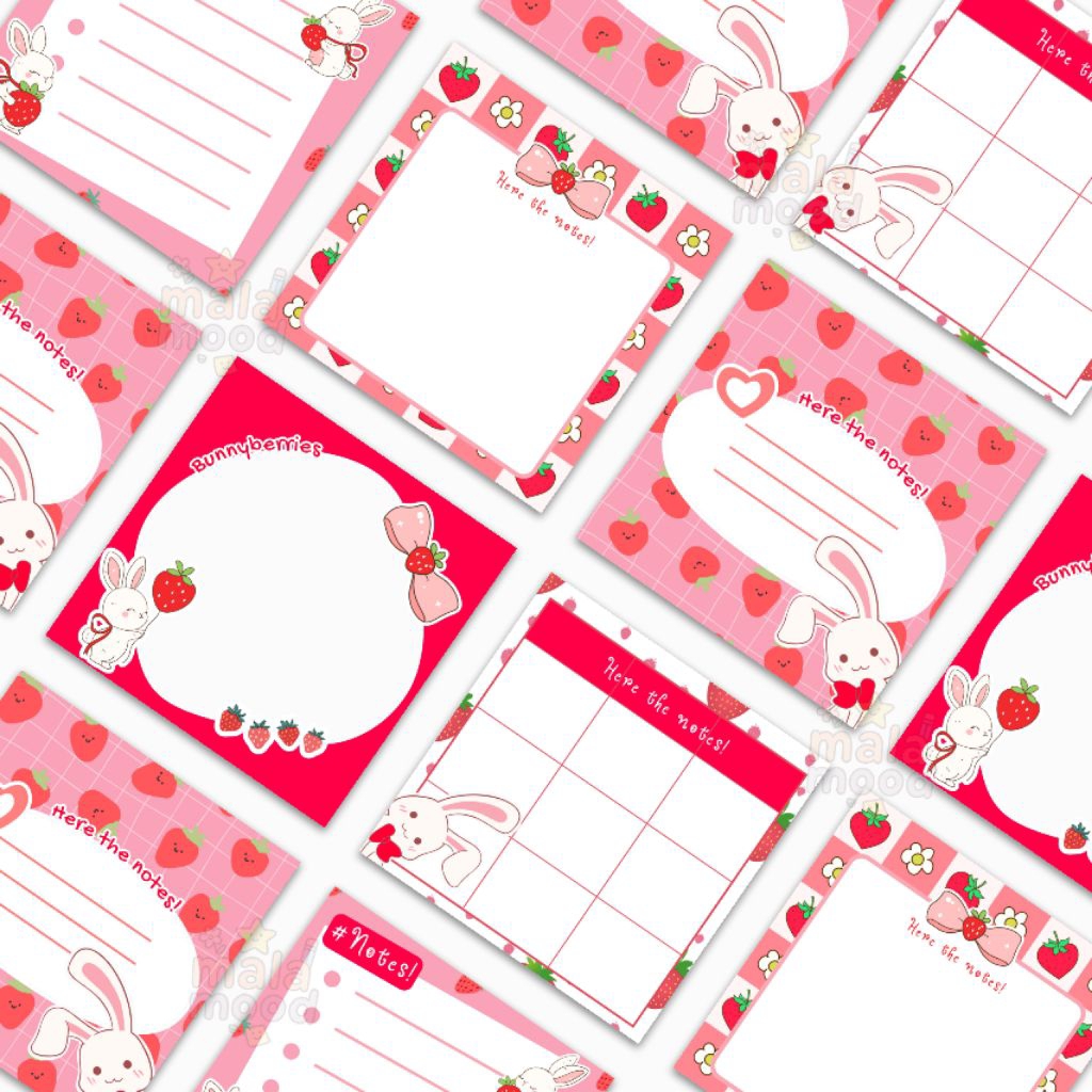 

Memo Pad Bunnyberries 8×8cm – 40 lembar NON STICKY bukan tempelan