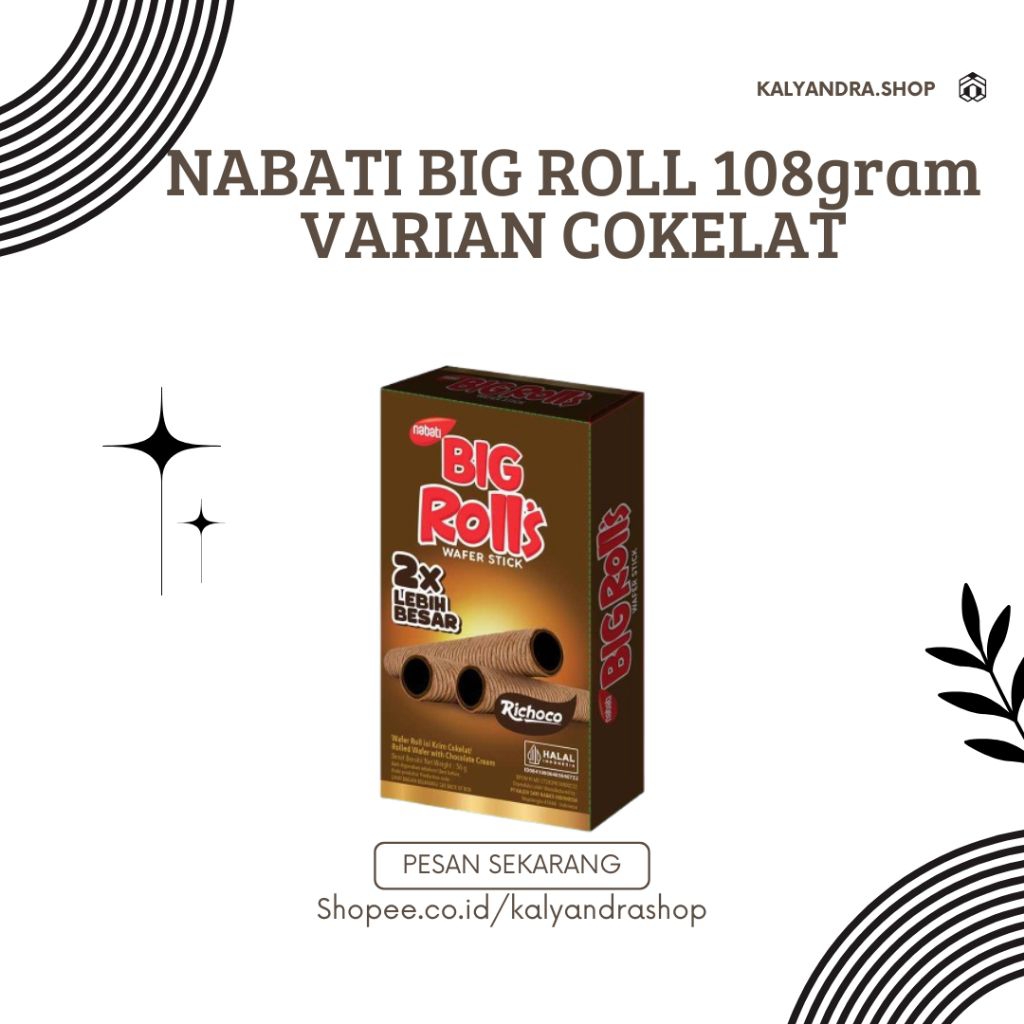 

NABATI WAFER BIG ROLL STICK 108 GRAM VARIAN COKELAT