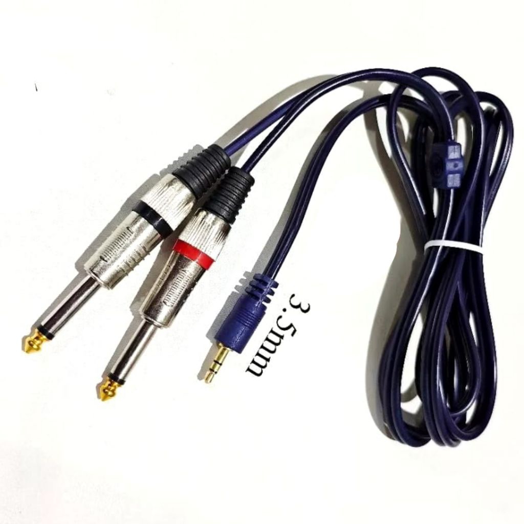 Kabel HP Ke Mixer Jack Mini Stereo 3.5mm To 2 Akai Mono 6.5mm kabel Antel Berkualitas