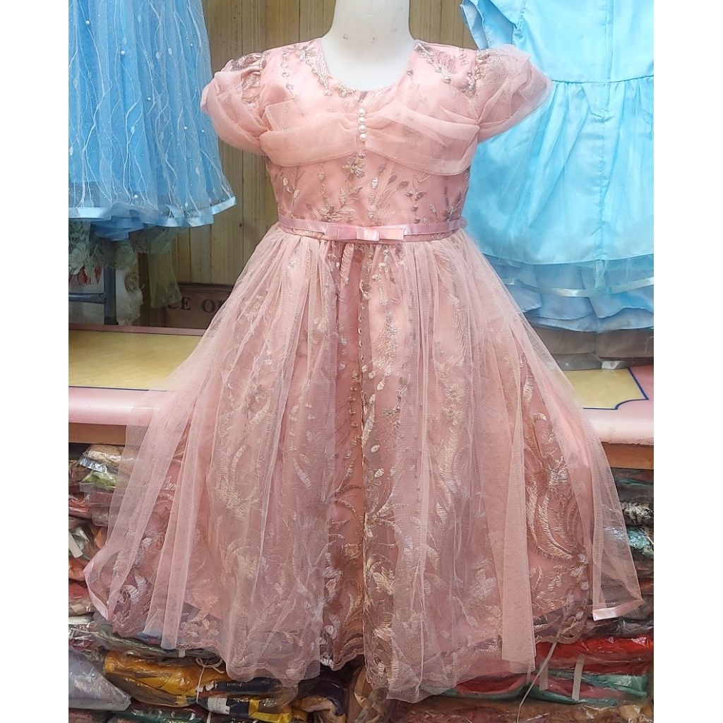 Gaun anak fashion sabrina mutiara tile tangan