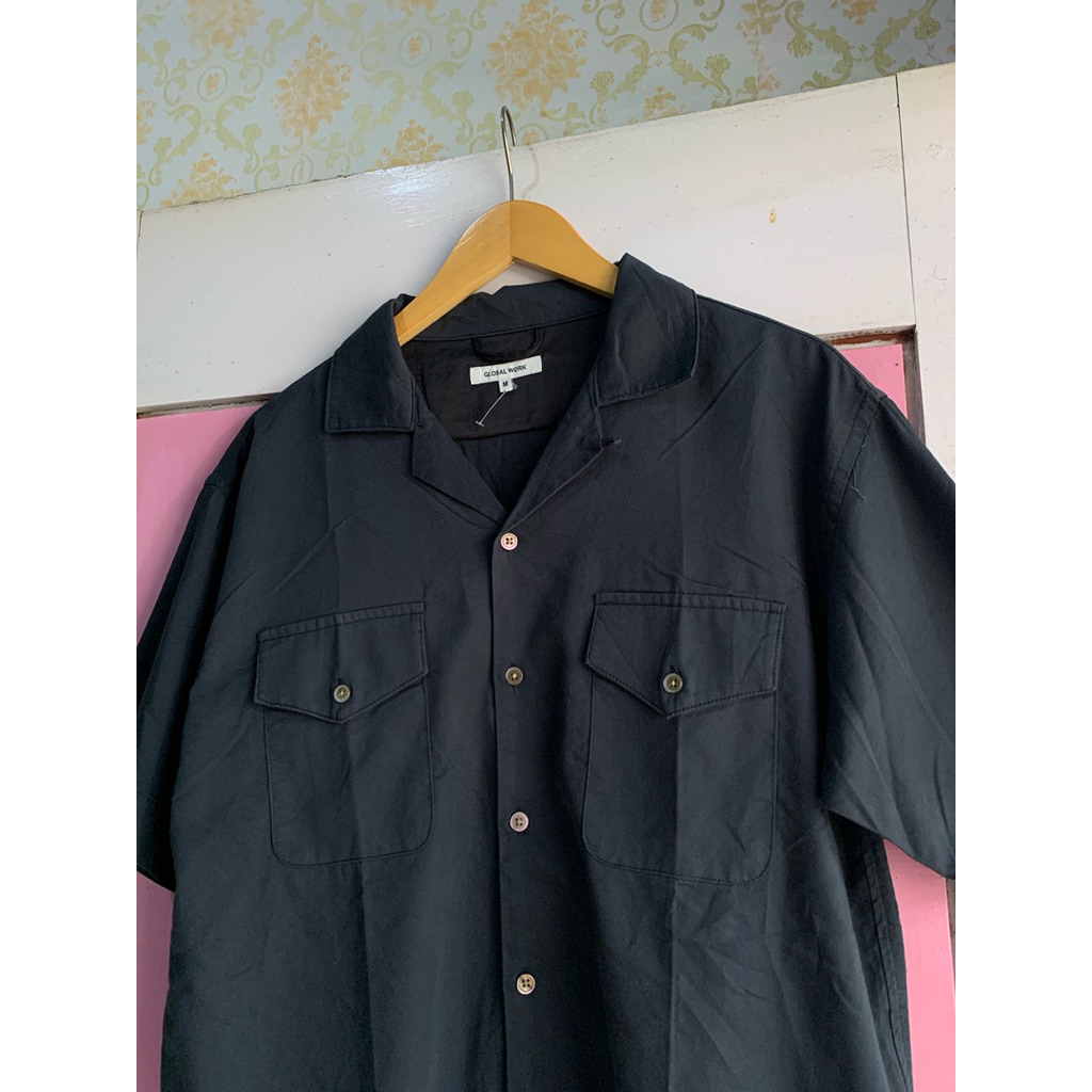 Kemeja Open Collar Global Work Double Pocket Original