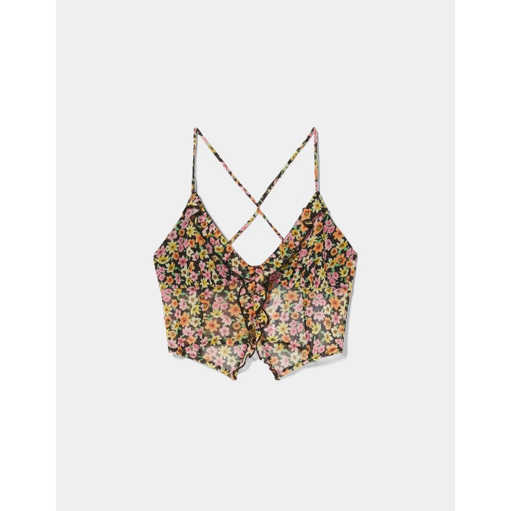 BERSHKA FLORAL CAMI TANK TOP