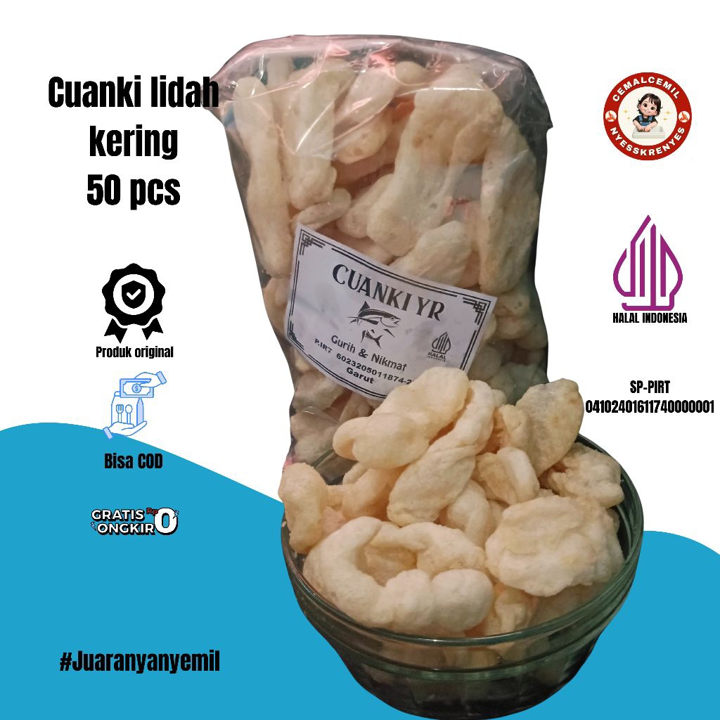 

cuanki lidah kering gurih isi 50 pcs Snack/cemilan/toping boci dan seblak
