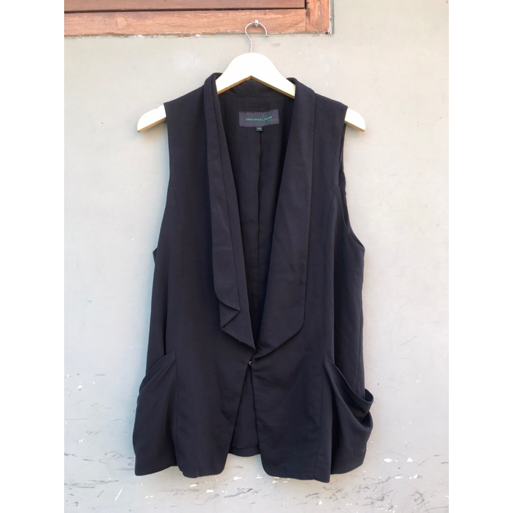 preloved CROCODILE LADIES-Vest hitam pekat-preloved vest hitam-pl vest-vest bekas-vest second-prelov