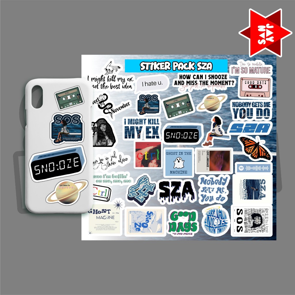 

STIKER PACK SZA ISI 32PCS SUDAH DICUTTING TINGGAL TEMPEL