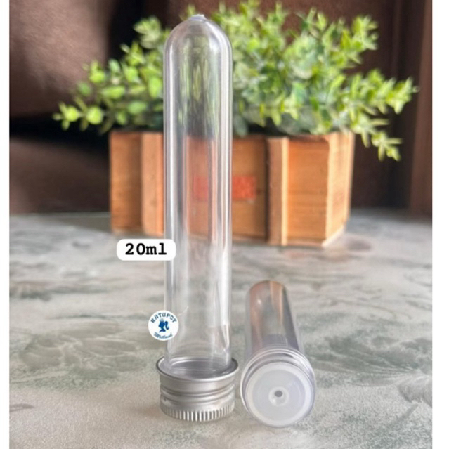PLASTIC TUBE TEST - SAMPLE TABUNG REAKSI PLASTIK PET TUTUP ALUMINIUM - TABUNG 20ml SOUVENIR BUNGA KE