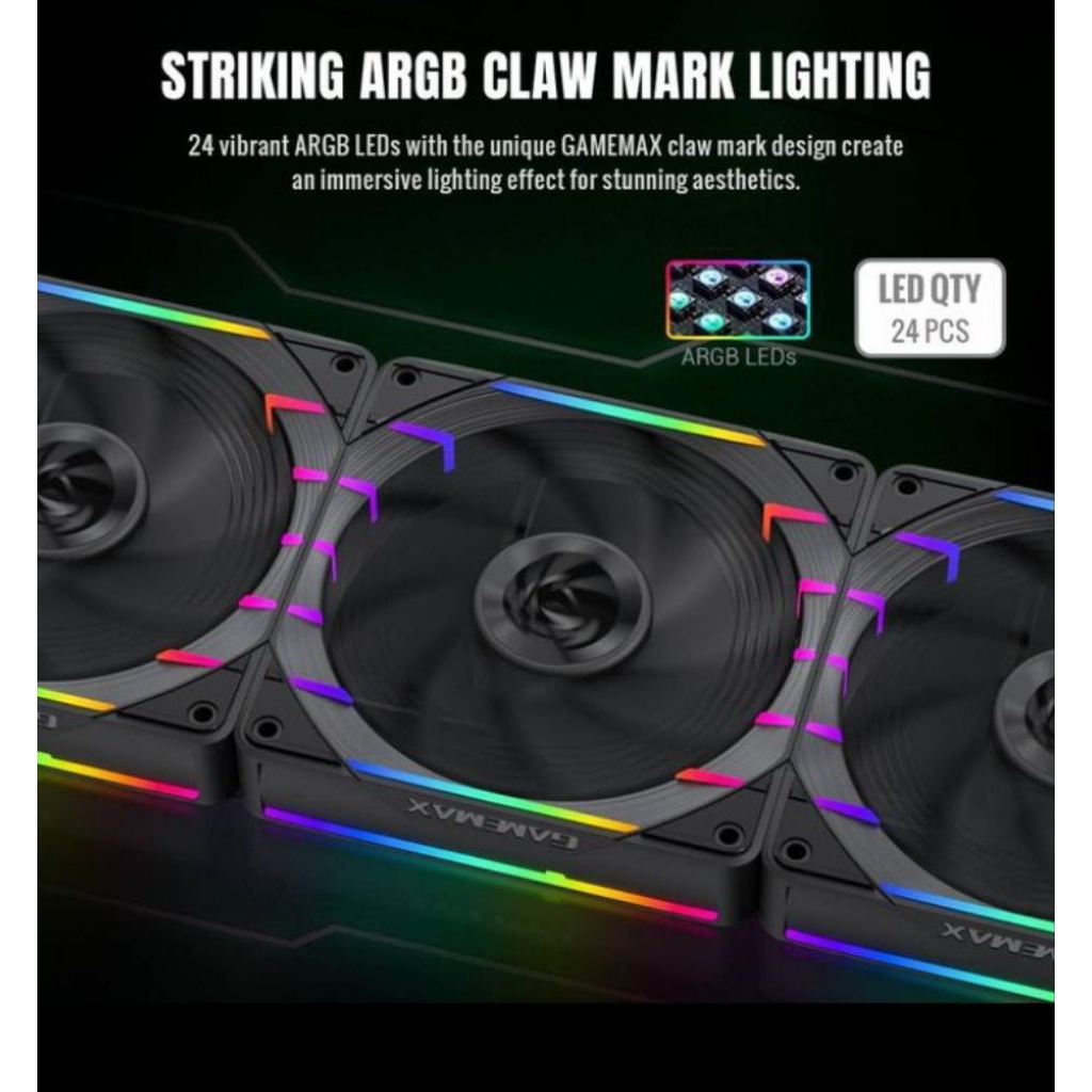 Game max Tornado T12 ARGB Single Pack Fan-Forward or Reverse