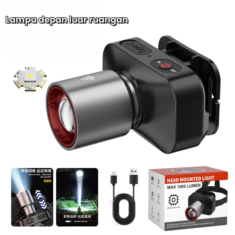 Senter Kepala/Headlamp/Senter Kepala Super Terang/Senter Zoom Led Waterproof/Senter Led Super Terang