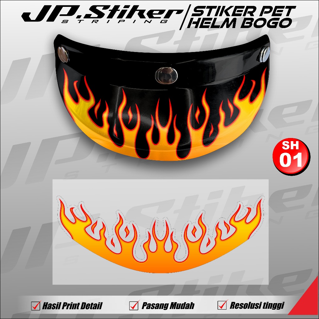 Sticker Pet Helm Bogo Transparan Stiker Motif Api Mata Untuk Topi Helem Variasi Transparan Cutting