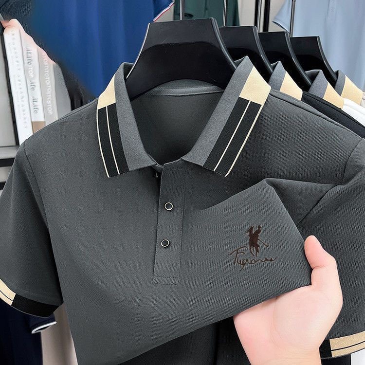 Kaos polos Polo shirt pria abu premium bahan Atasan Baju Dewasa kemeja kerah stand M-L-XL-XXL-XXXL