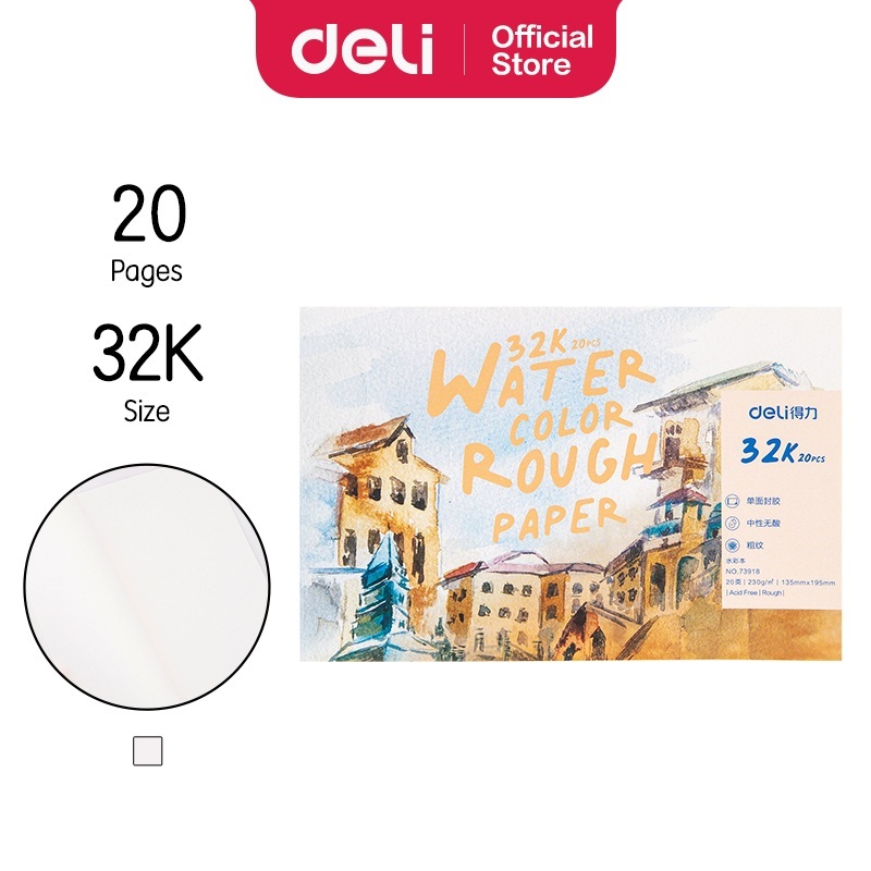 

Deli Watercolor Paint Paper / Kertas Gambar / Canvas 32K 20 Lembar Kertas 230g 73918