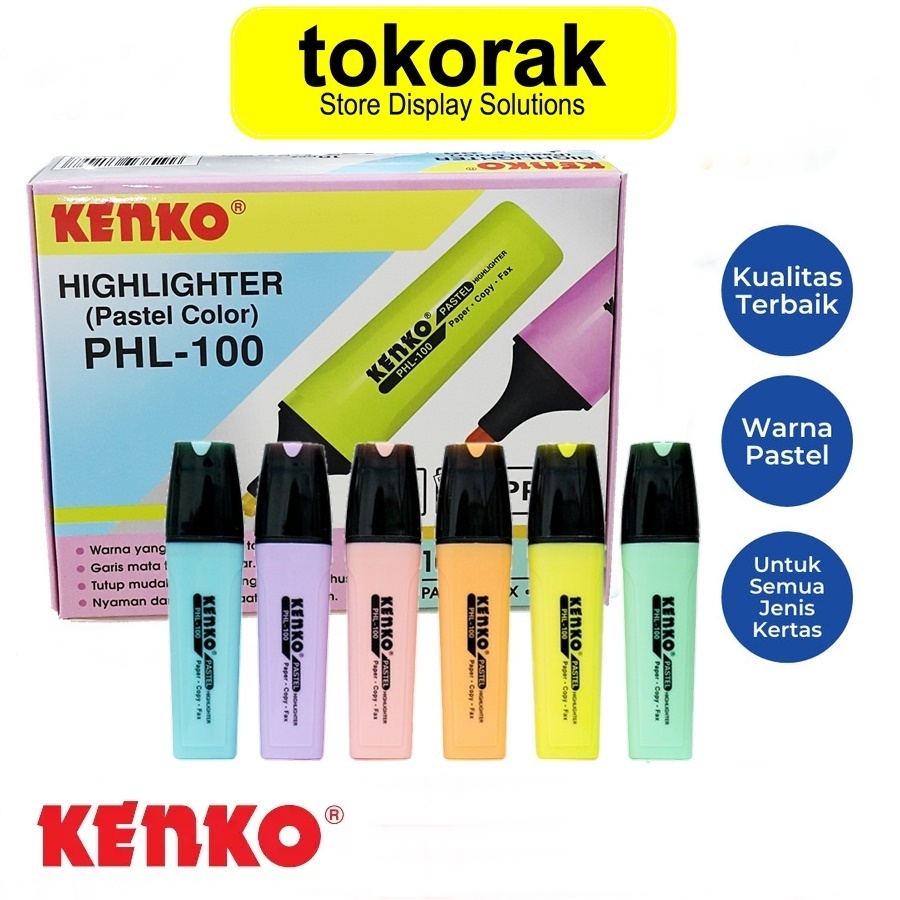 

KENKO PASTEL COLOR HIGHLIGHTER PHL - 100 KENKO HIGHLIGHTER PEN SPIDOL FLUORESCENT