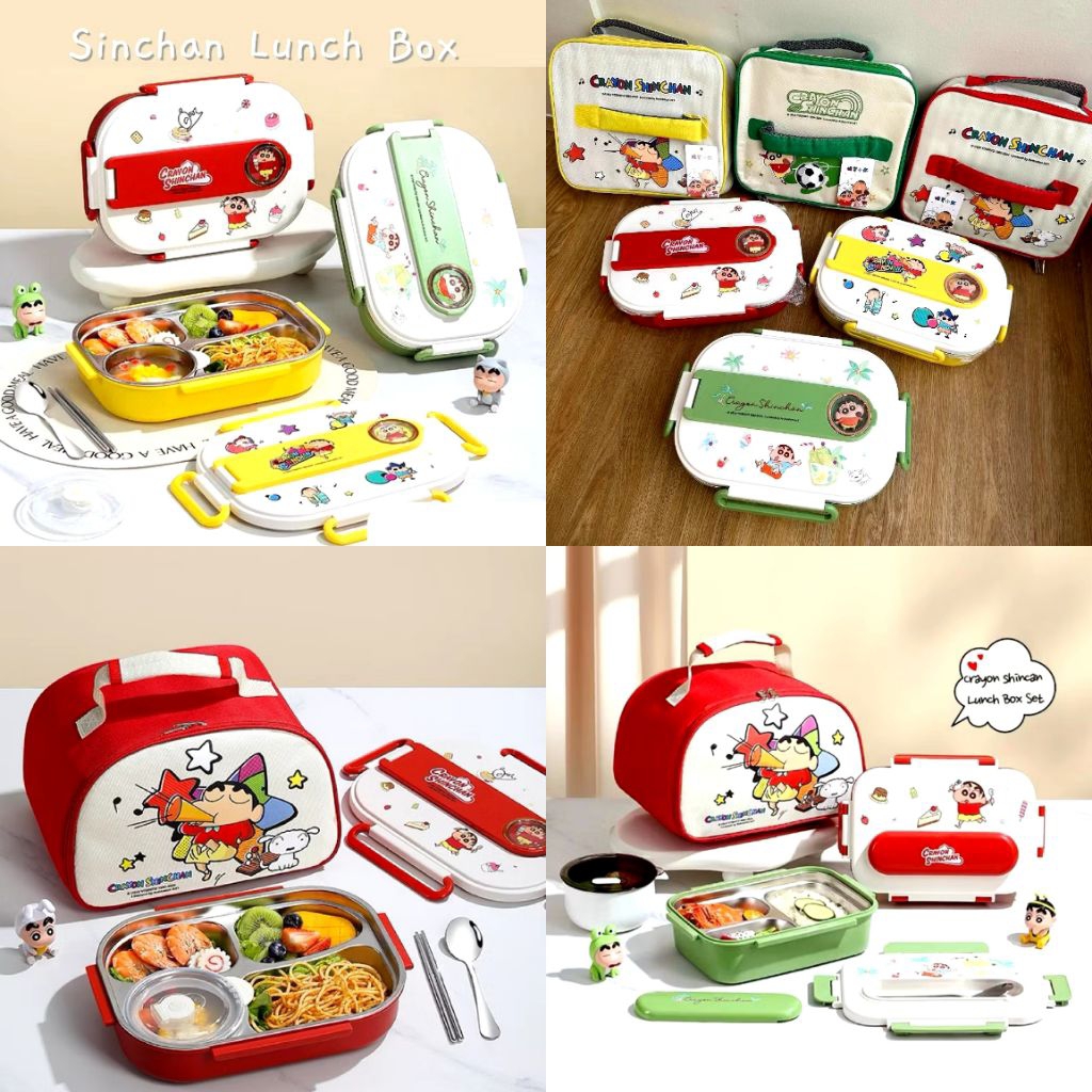 Kotak Bekal + Tas Bekal Sinchan Kotak Makan Stainless Steel Sinchan Character Sinchan Lunch Box