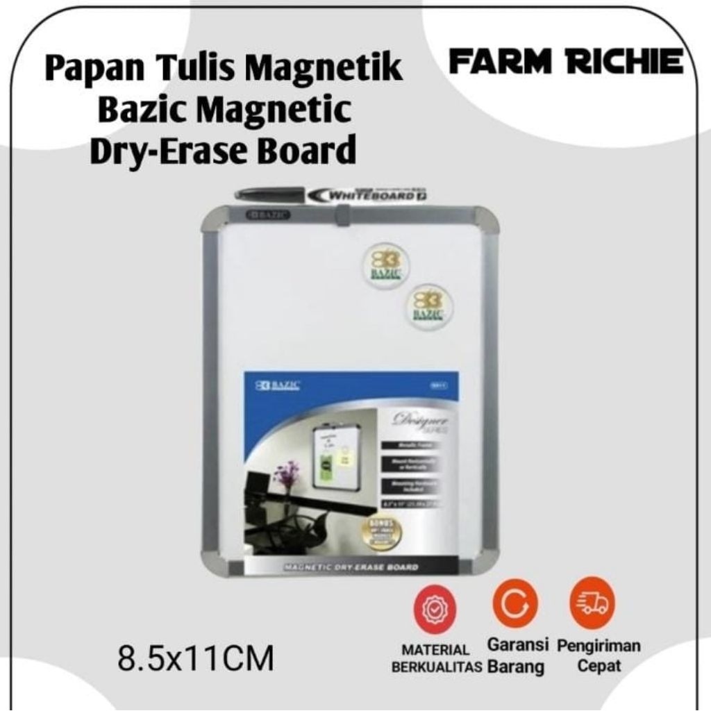 

Bazic Magnetic Dry Erase Board / Papan Tulis Magnet Uk 8.5"x11
