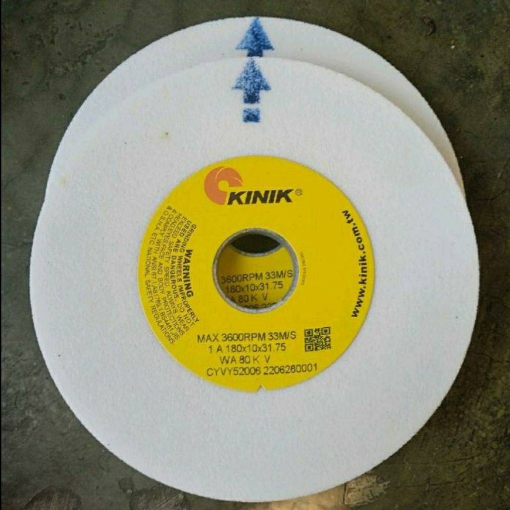 Batu Gerinda Kinik 180x10x31.75 WA60 WA80 WA100 Surface Grinding Kinik