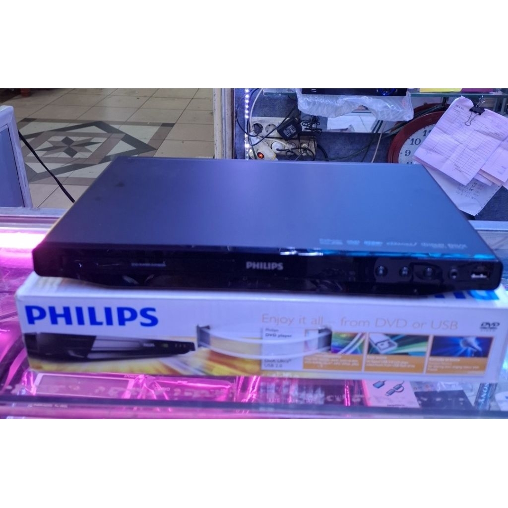 DVD PLAYER PHILIPS KARAOKE DVD DVP 3850 K DVD VCD MP3 USB KARAOEKE RESMI GARANSI