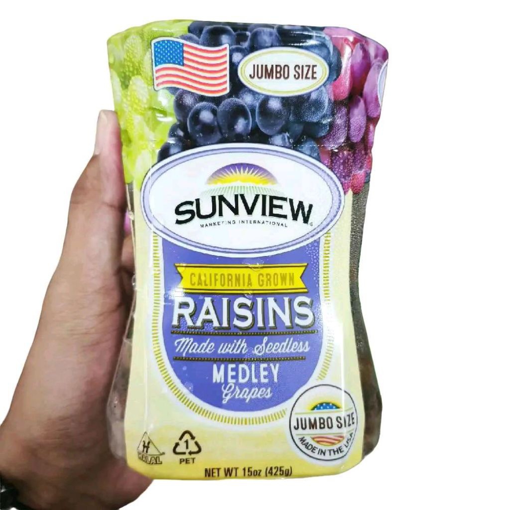 

Sunview raisin California grown Made with seedles medley grapes jumbo size 425 gram
