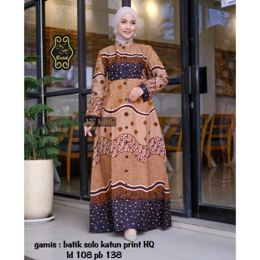 GAMIS BATIK OMBAK SEGORO / GAMIS BAHAN KATUN SRAGEN ADEM DAN LEMBUT