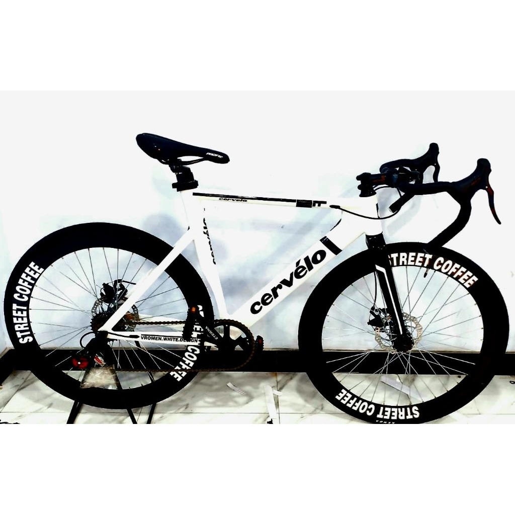 Sepeda Balap / Roadbike Cervelo custom / Rakitan Warna Putih Murah Meriah Siap Pakai ~ Warna Dan Uku