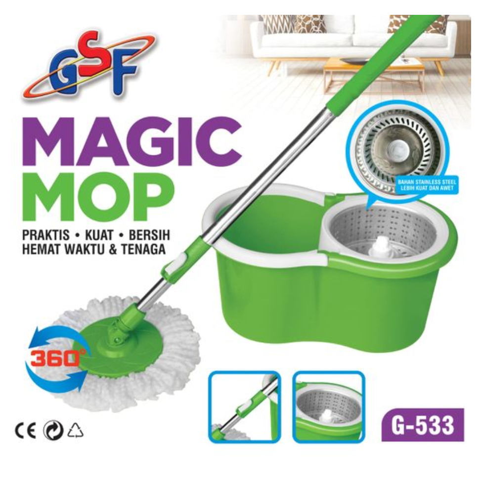 GSF Spin Mop G-533 (Spin bahan Stainless) / Magic Mop