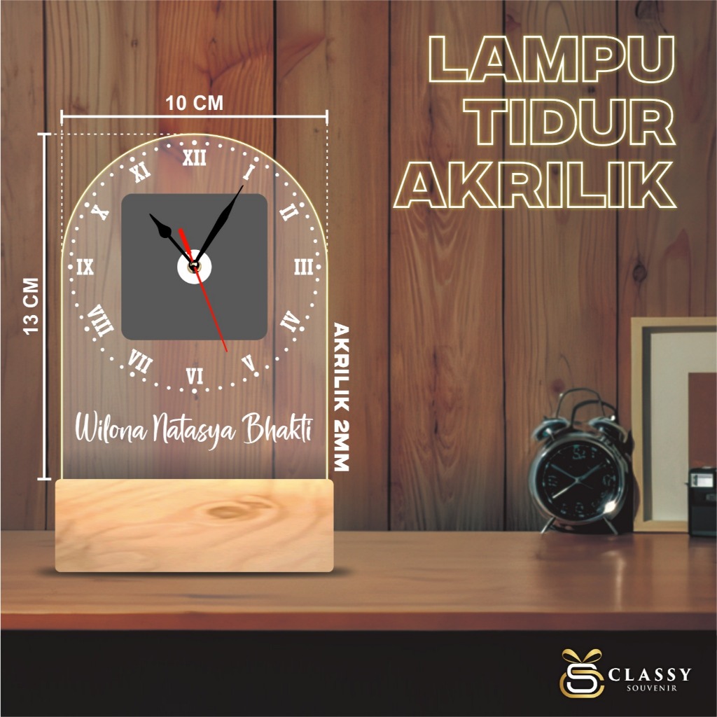 LAMPU TIDUR LED CUSTOM WEDDING - GIFT LAMPU AKRILIK MINIMALIS WISUDA - JAM AKRILIK LED AESTHETIC