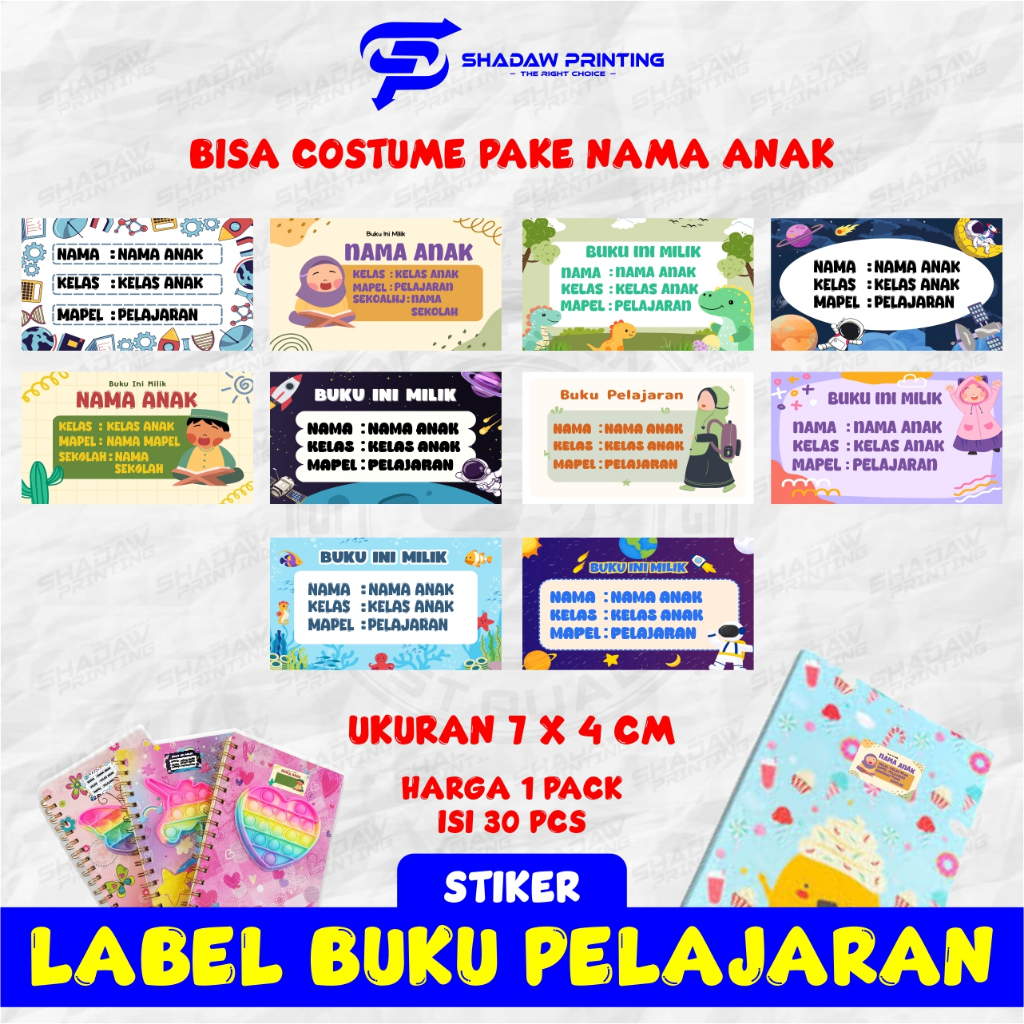 

(isi 30pcs) PART 1 Sticker Label Nama Buku Anak / Label Nama Mata Pelajaran Anak TK PAUD SD bisa tambah langsung nama anak