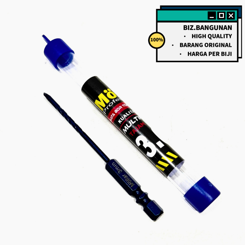 Mata Bor Tombak 3mm Asimetris Mollar - Mata Bor Kaca Keramik Granit Tembok