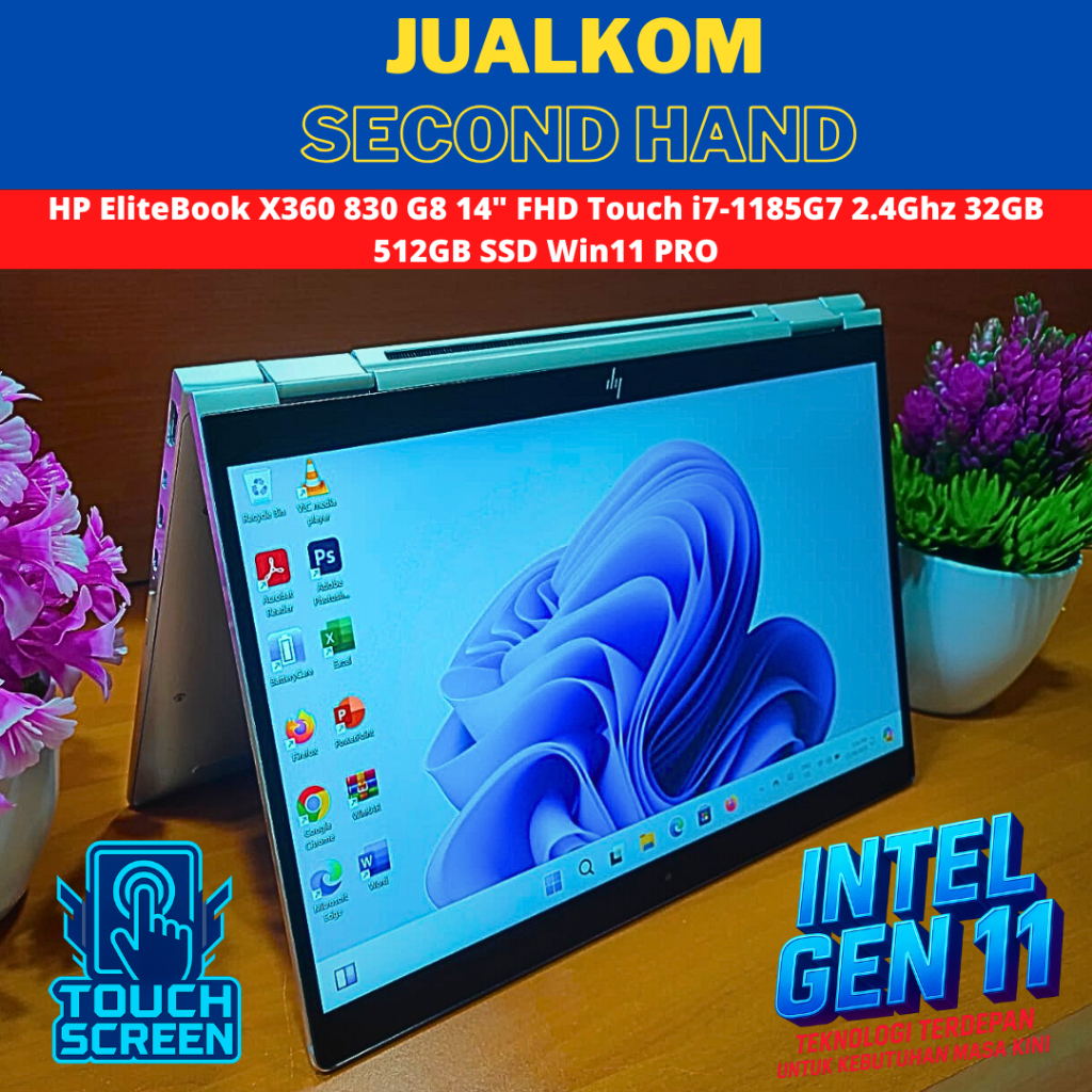 LAPTOP SECOND LAPTOP BEKAS LAPTOP HP ELITEBOOK X360 830 G8 14" FHD i7 Gen11 32GB 1TB NVMe W11 PRO TO