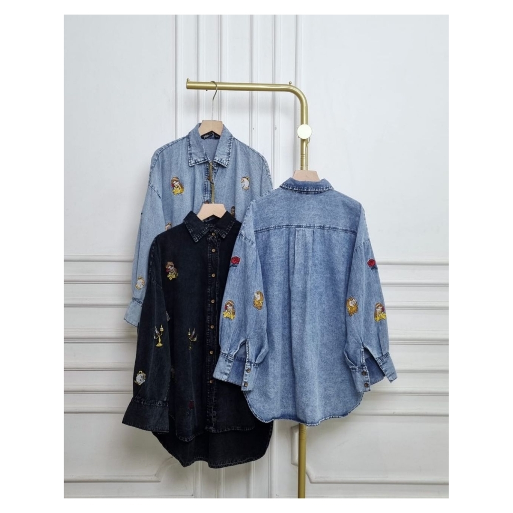 kemeja jeans belle zara premium