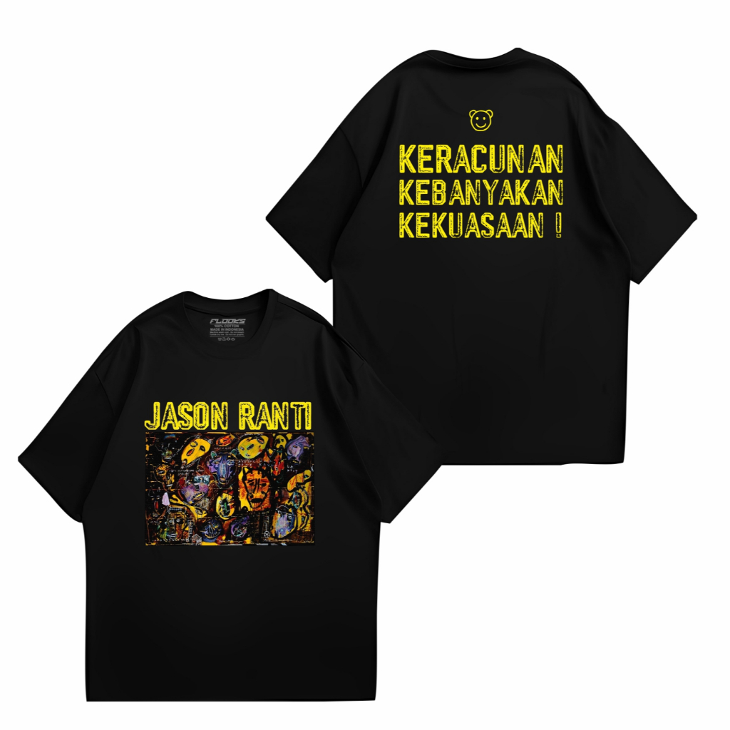 Flooks Tshirt  Jason Ranti k3 Album Kaos  music band  lengan pendek Hitam 24s Combed
