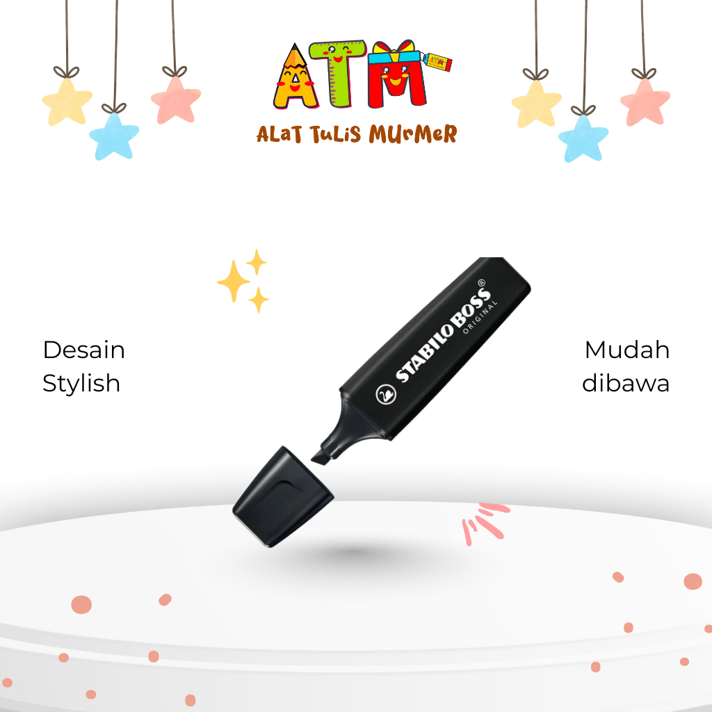 

Spidol/Highliter/Penanda/Stabilo Boss Marker Black-1pcs