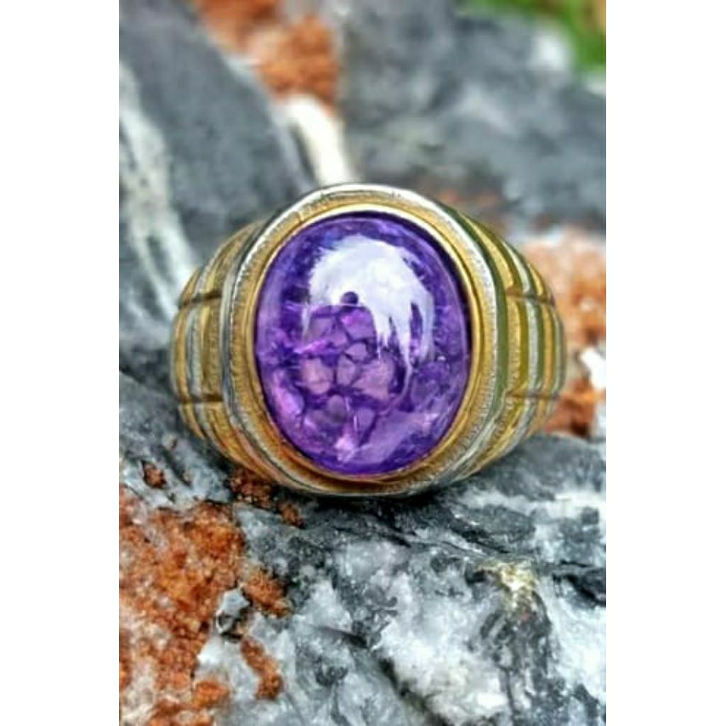 CINCIN BATU KECUBUNG AMETHSTY BRAZIL SERAT SERIBU