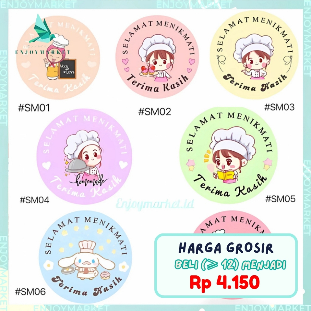 

Stiker Roll Selamat Menikmati 500Pcs / Sticker Thank You Buat Tempel Packing Catering Makanan 1 Roll